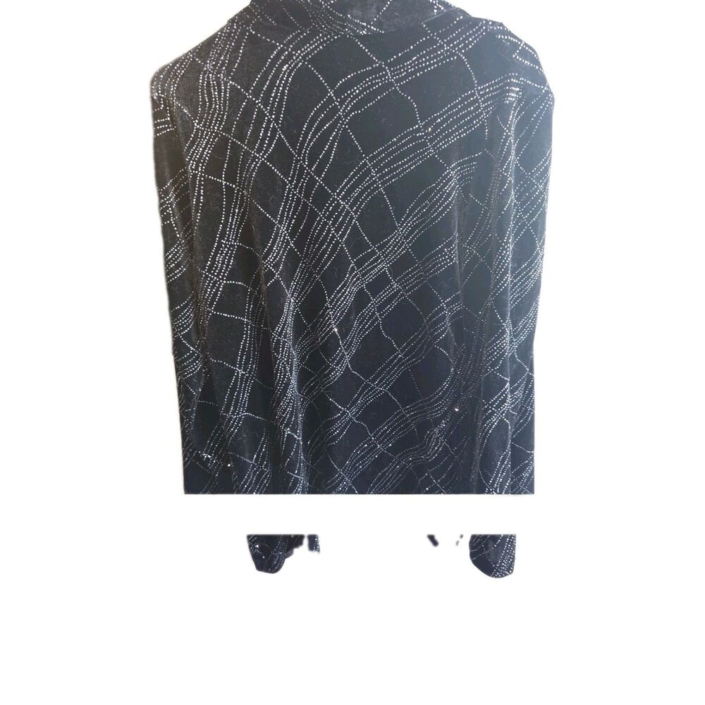 Notations Black/Silver Glitter Blouse With Attached Velvet Top Size XL NWT - Picture 7 of 7